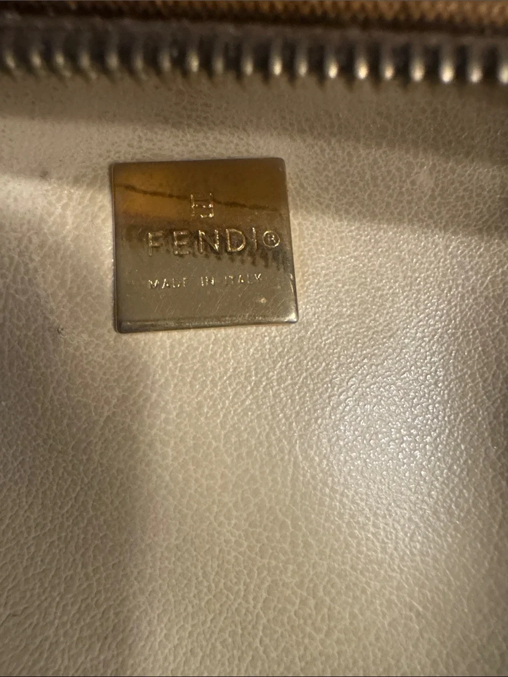 Fendi Brown Monogram  Bag with Beige leather interior